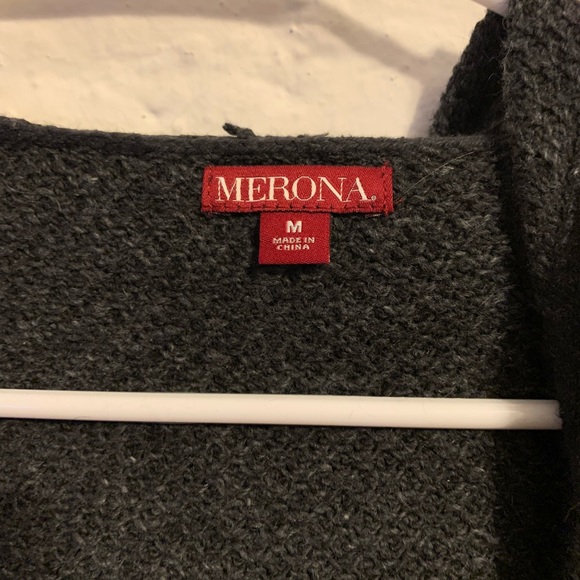 Merona Knit Long Gray Sweater with Hood - Picture 2 of 5